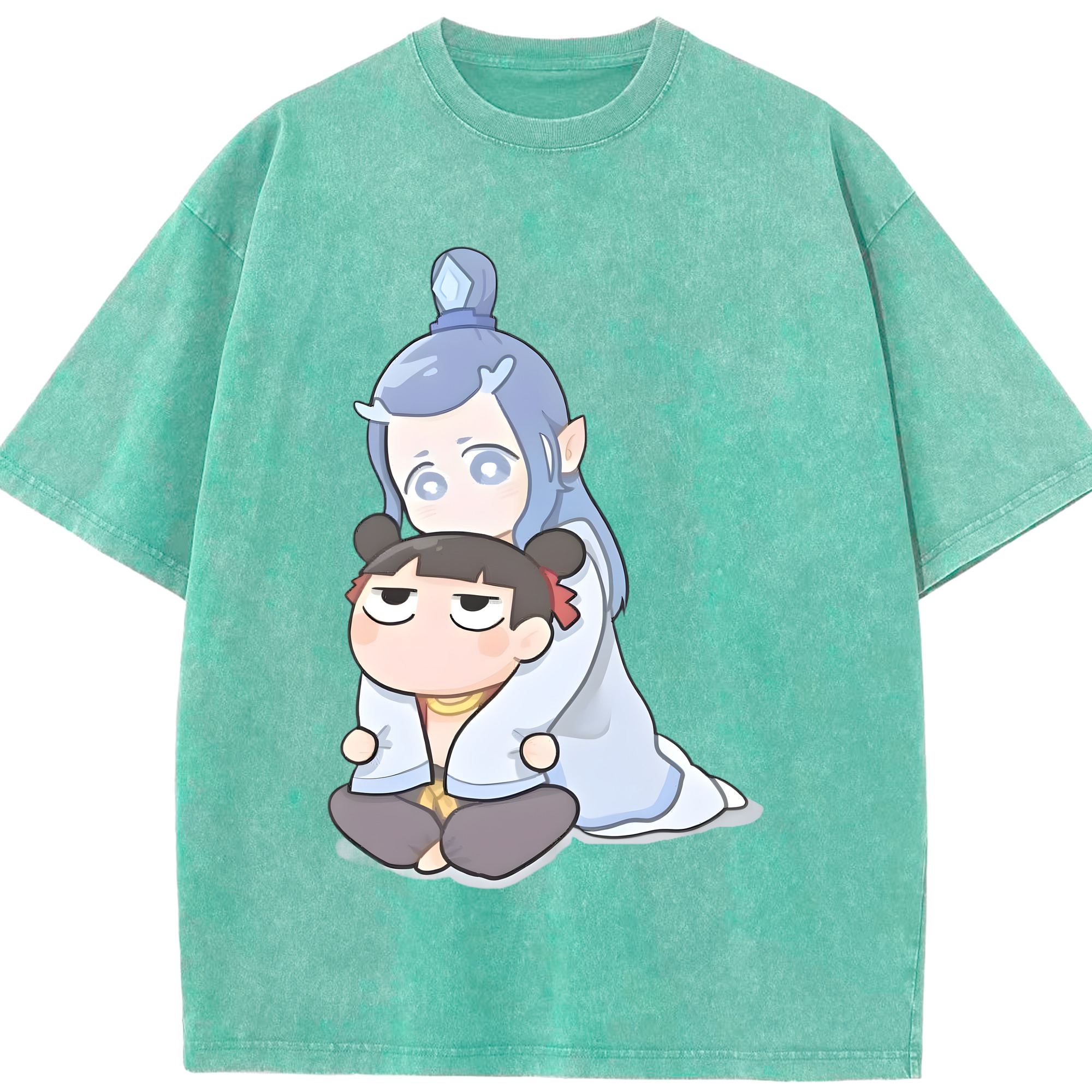 （画像用） Ne Zha 2 ナタ 魔童の大暴れ 綿100% ヴィンテージ風 半袖Tシャツ（フロントプリント）